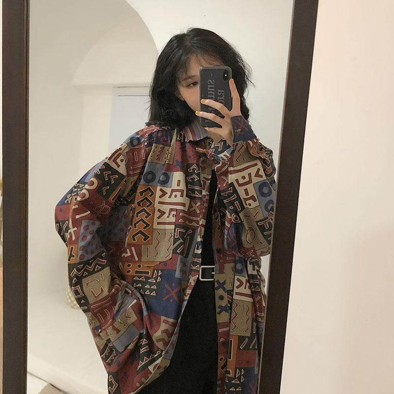 Street Fashion Korea - Vintage Harajuku Women Blouses Streetwear Oversized