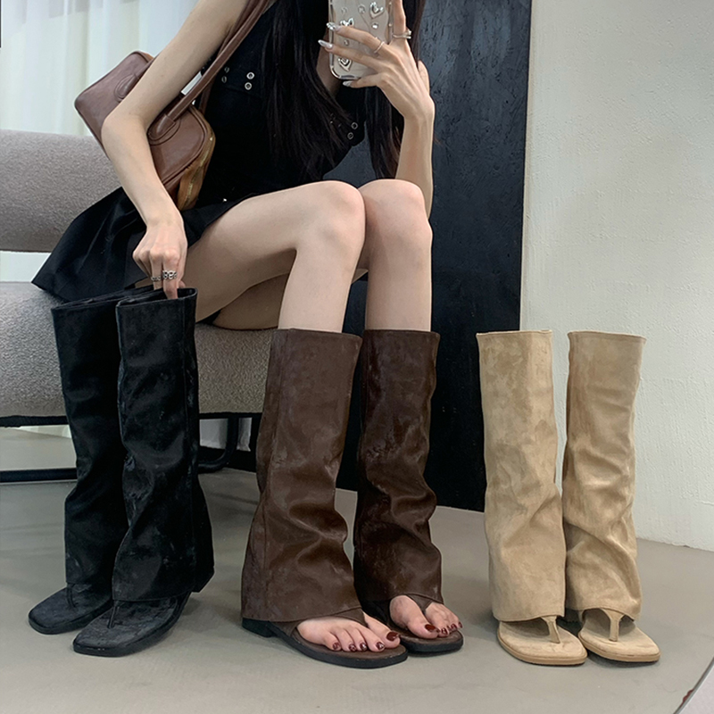Street Fashion Korea - Hollow Out Women's Boots Velvet Cuff
