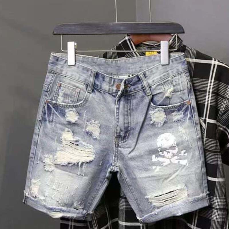 Street Fashion Korea - Summer Men's Worn Bead Hole Beggar