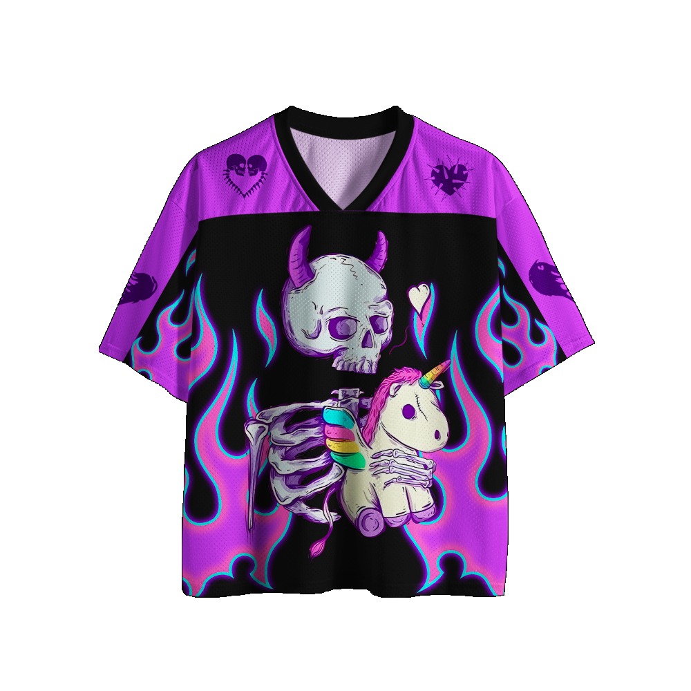 Street Fashion Jersey - Gothic Football Jersey Vintage Print V‑Neck