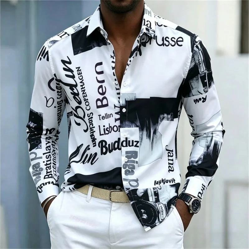 Men's Printed Long-sleeve Shir - Fashion Streetwear ulasan dan harga