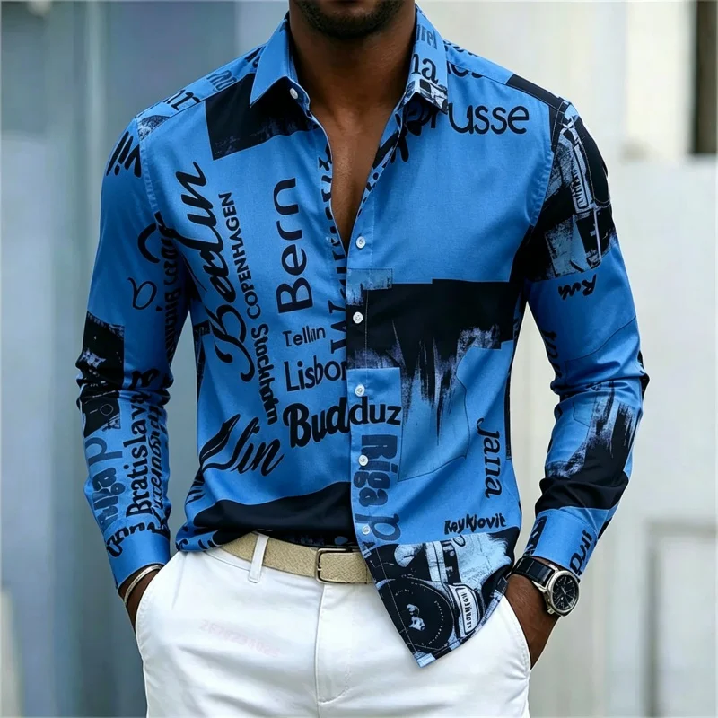 Men's Printed Long-sleeve Shir - Fashion Streetwear ulasan dan harga