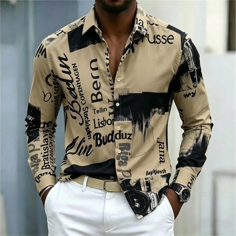 Men's Printed Long-sleeve Shir - Fashion Streetwear ulasan dan harga