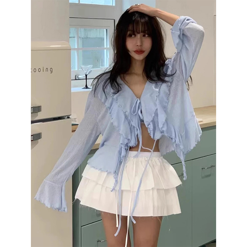 MEXZT Cropped White Shirts Wom - Street Fashion Korea ulasan dan harga