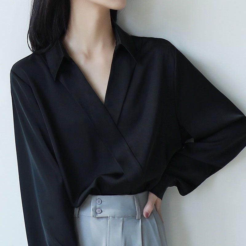 Gidyq Women Black Chiffon Shir - Street Fashion Korea ulasan dan harga