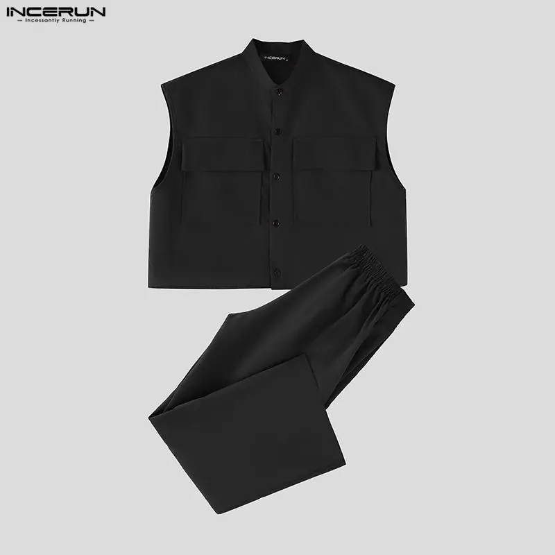 INCERUN Men Sets Solid Sleevel - Fashion Streetwear ulasan dan harga