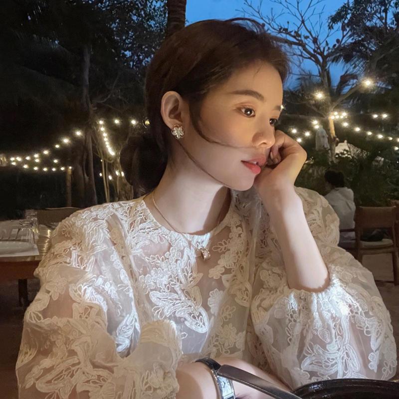 MEXZT Elegant Sheer White Shir - Street Fashion Korea ulasan dan harga
