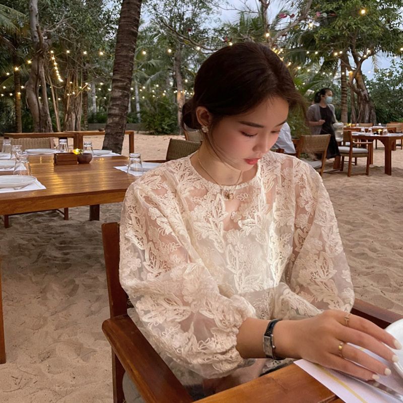 MEXZT Elegant Sheer White Shir - Street Fashion Korea ulasan dan harga