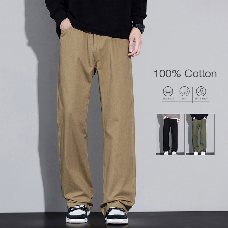 100% Cotton Men's Baggy Wide-l - Street Fashion Korea ulasan dan harga