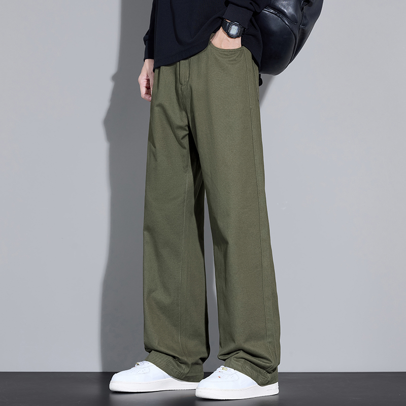100% Cotton Men's Baggy Wide-l - Street Fashion Korea ulasan dan harga