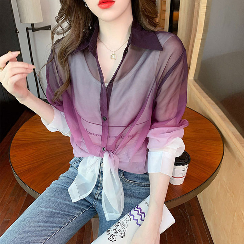 Fashion Gradient Color Chiffon - Street Fashion Korea ulasan dan harga
