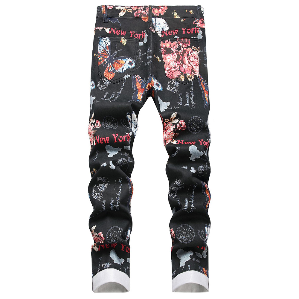 Men Digital Print Jeans Fashio - High Street Fashion New York ulasan dan harga
