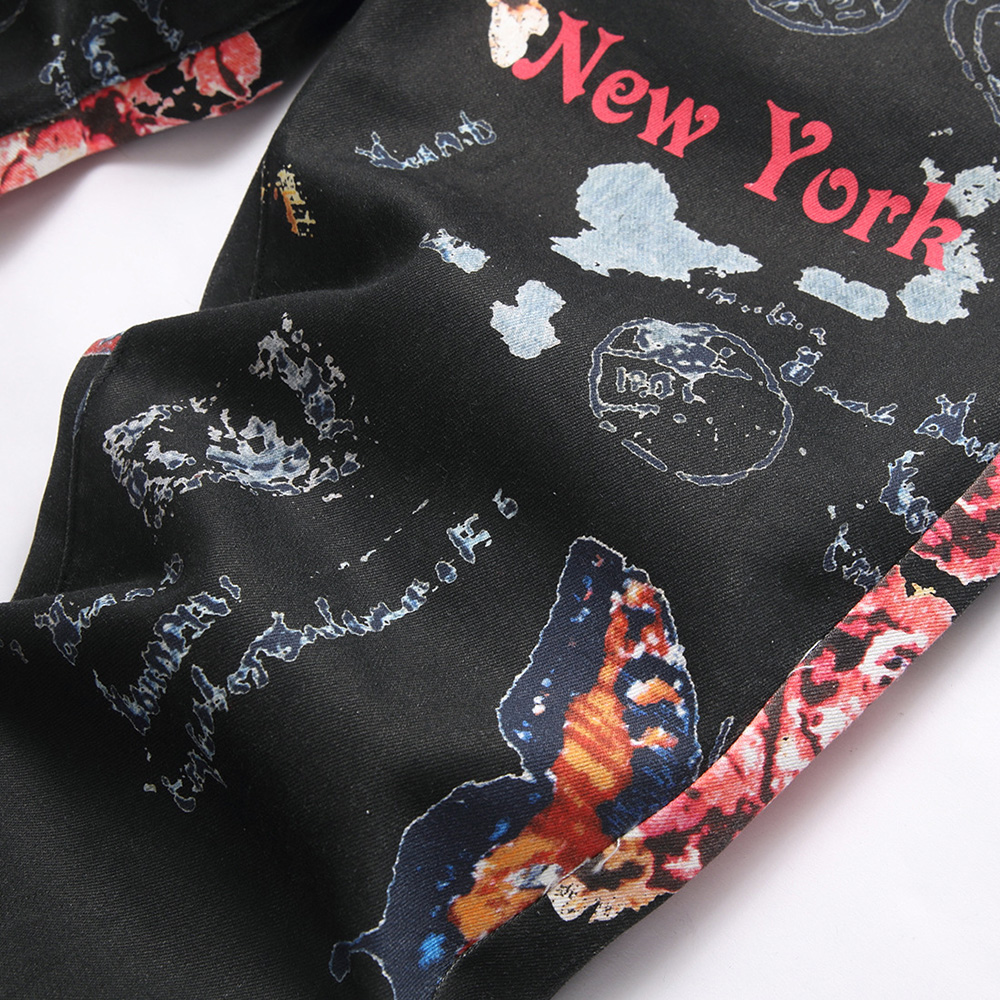 Men Digital Print Jeans Fashio - High Street Fashion New York ulasan dan harga