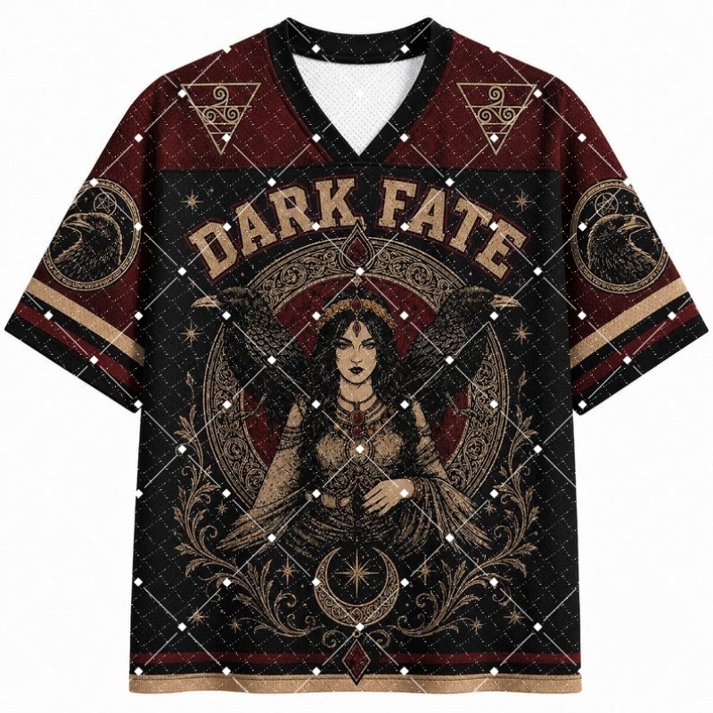 Dark Fate Witch Raven Print V‑ - Street Fashion Jersey ulasan dan harga