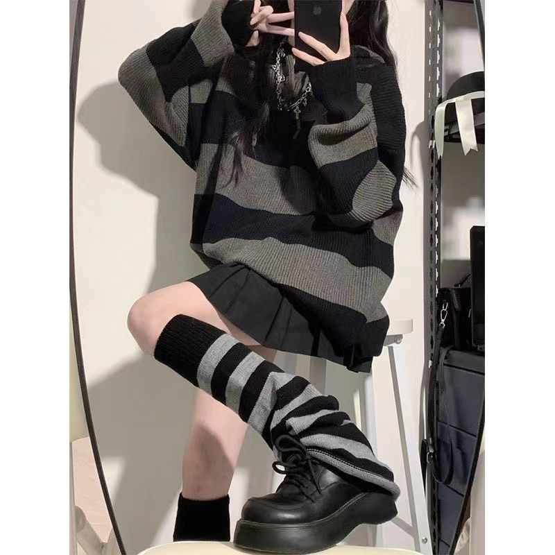 Streetwear Striped Sweater Wom - Street Fashion Korea ulasan dan harga