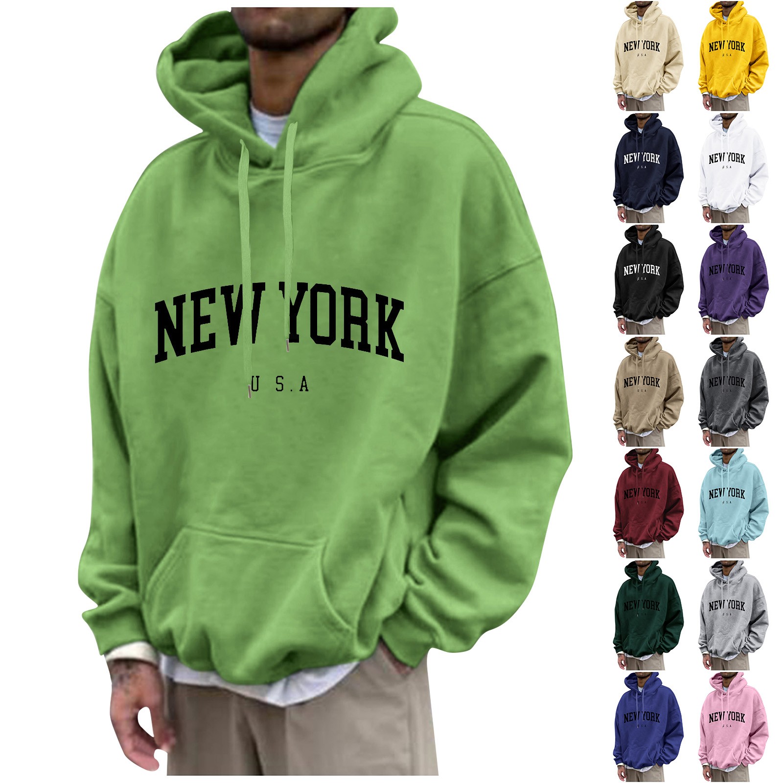 New York Print Mens Hoodies Fa - High Street Fashion New York ulasan dan harga