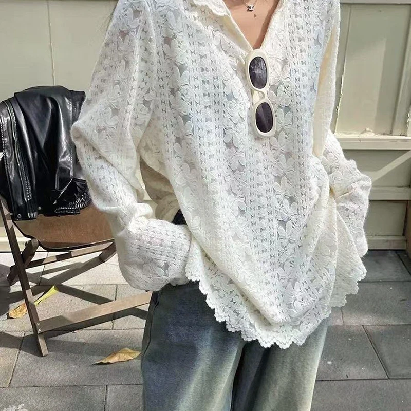 Y2K Lace Hooded Shirts Women S - Street Fashion Korea ulasan dan harga