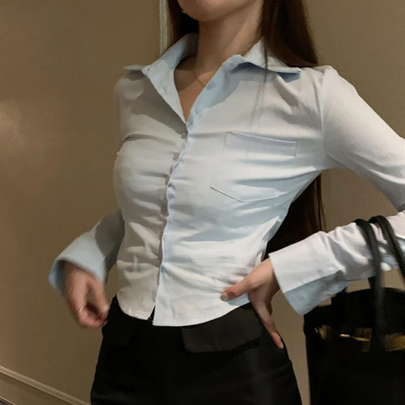 Elegant Women Korean Shirts&Bl - Street Fashion Korea ulasan dan harga