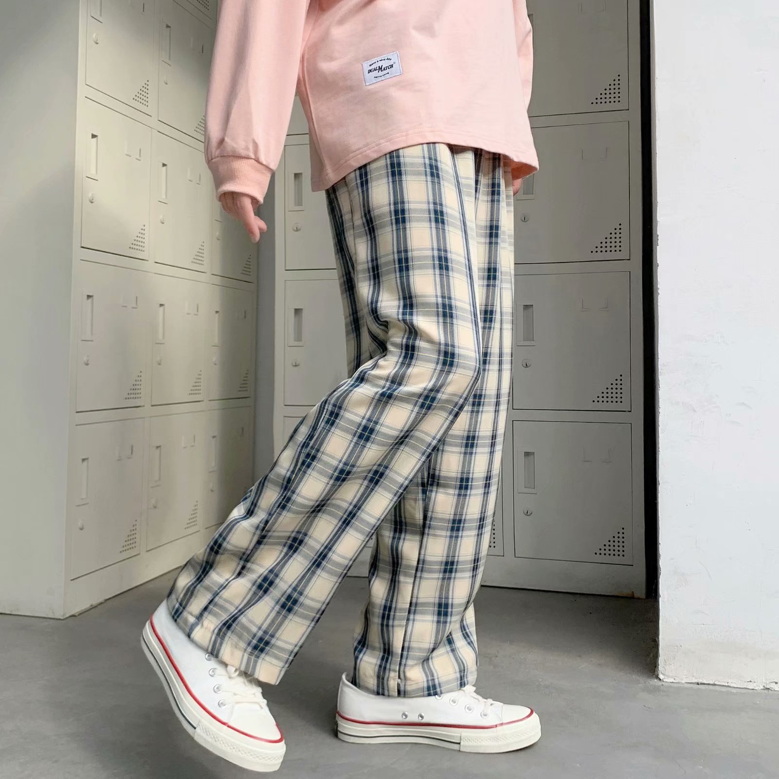 Men Plaid Pants Korean Style L - Cargo Pant Wide ulasan dan harga