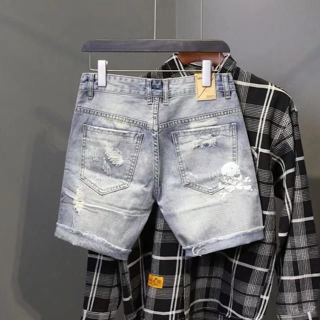 Summer Men's Worn Bead Hole Be - Street Fashion Korea ulasan dan harga