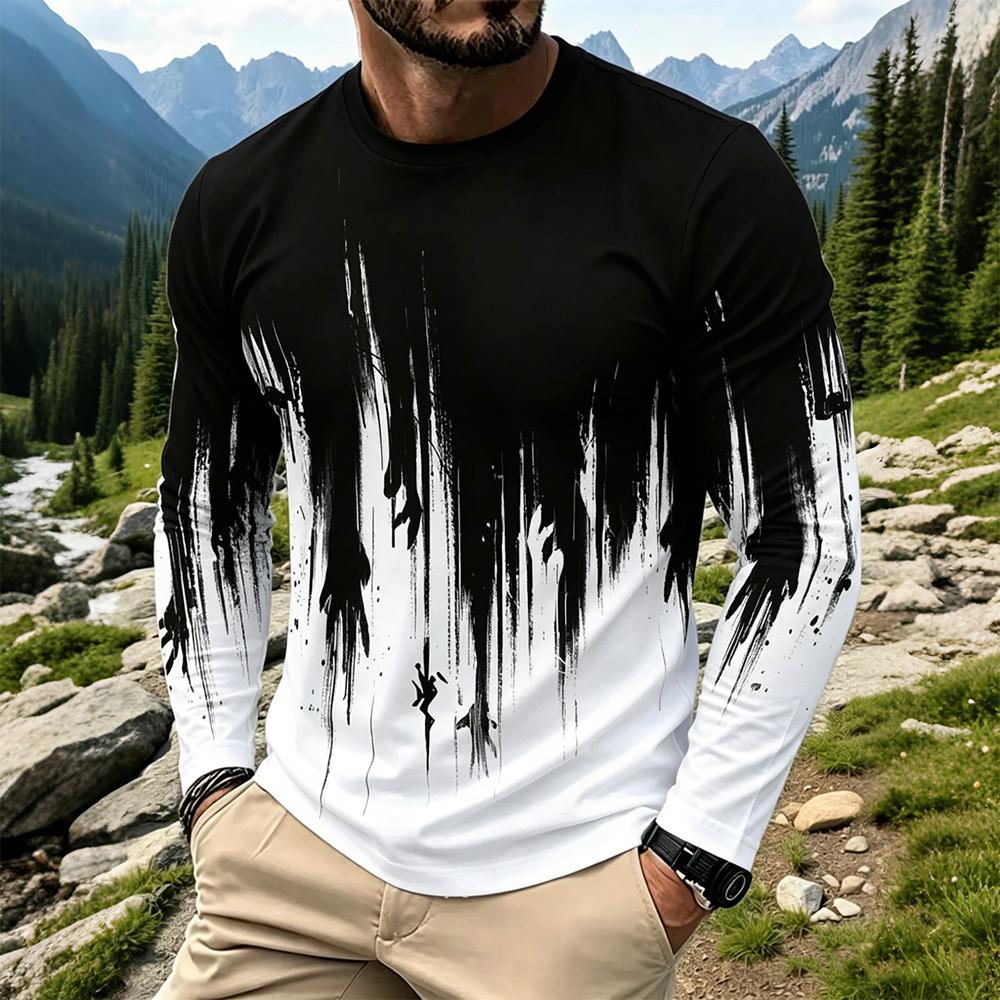 Men's Gradient Ink Splash Long - Fashion Streetwear ulasan dan harga